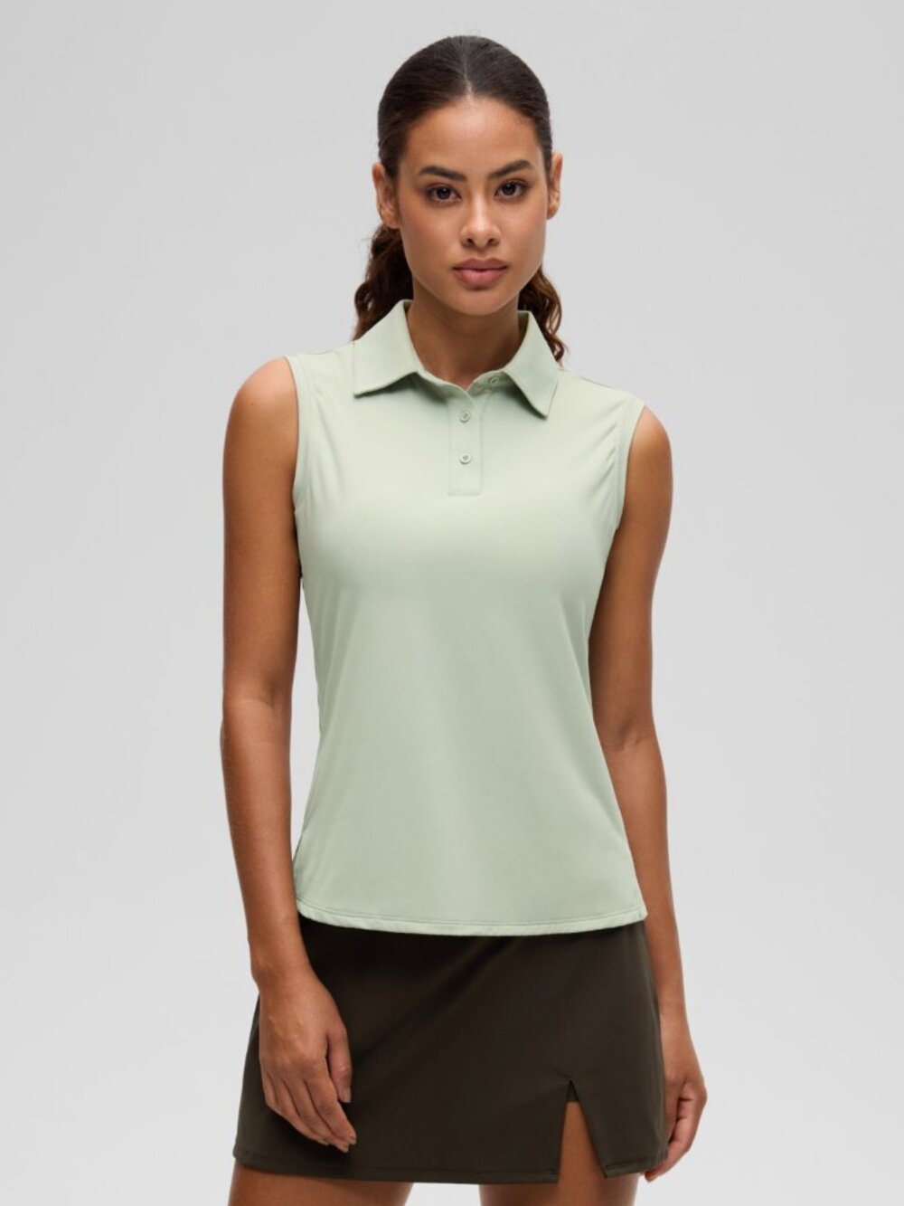 Hip Length Slim Fit Sleeveless Polo
